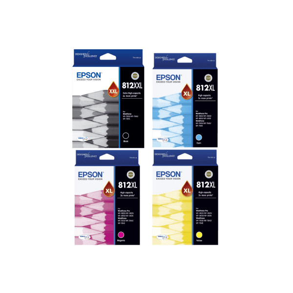 Genuine Epson 812XXL Black 812XL Colour Ink Cartridge High Yield Combo Value Pack