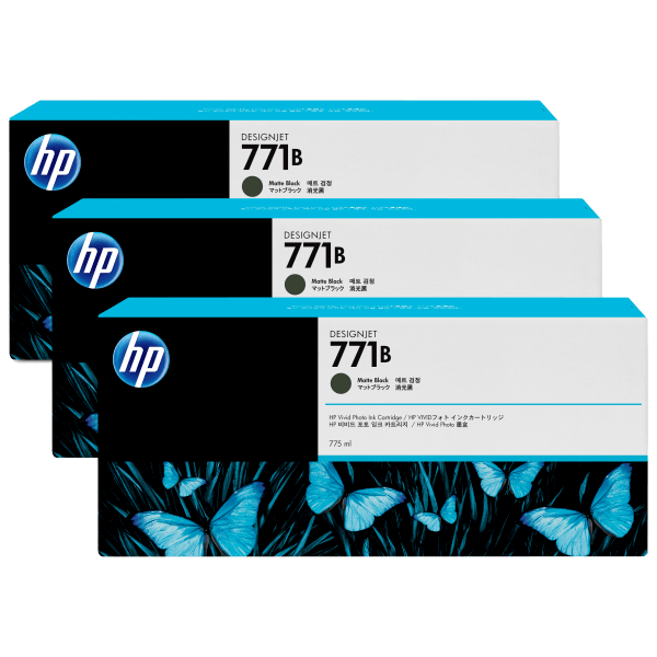 Genuine HP 771b B6Y23A Matte Black Ink Cartridge TRIPLE PACK