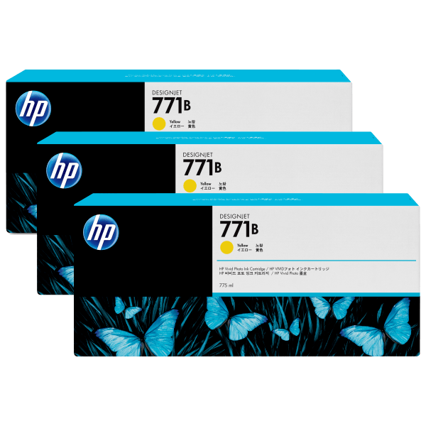 Genuine HP 771b B6Y26A Yellow Ink Cartridge TRIPLE PACK