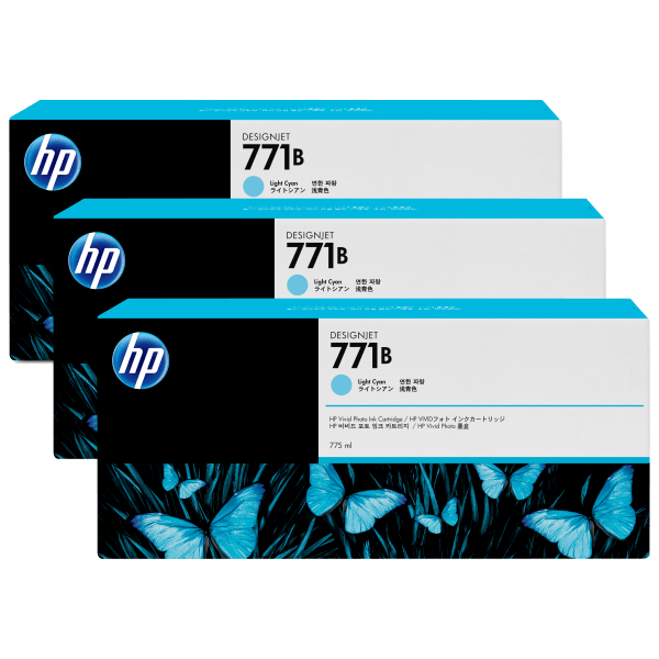 Genuine HP 771b B6Y28A Light Cyan Ink Cartridge TRIPLE PACK