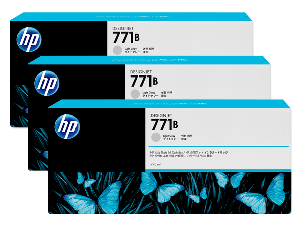 Genuine HP 771b B6Y30A Light Grey Ink Cartridge TRIPLE PACK