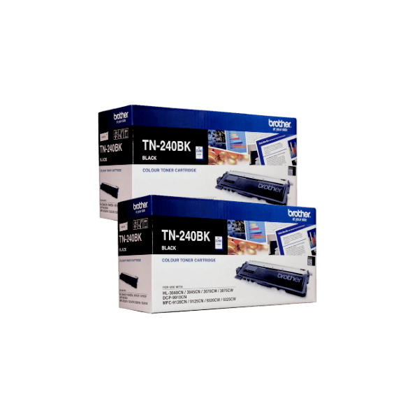 Genuine Brother TN-240BK Black Toner 2 PACK