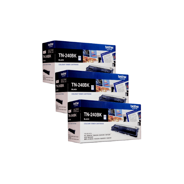 Genuine Brother TN-240BK Black Toner 3 PACK