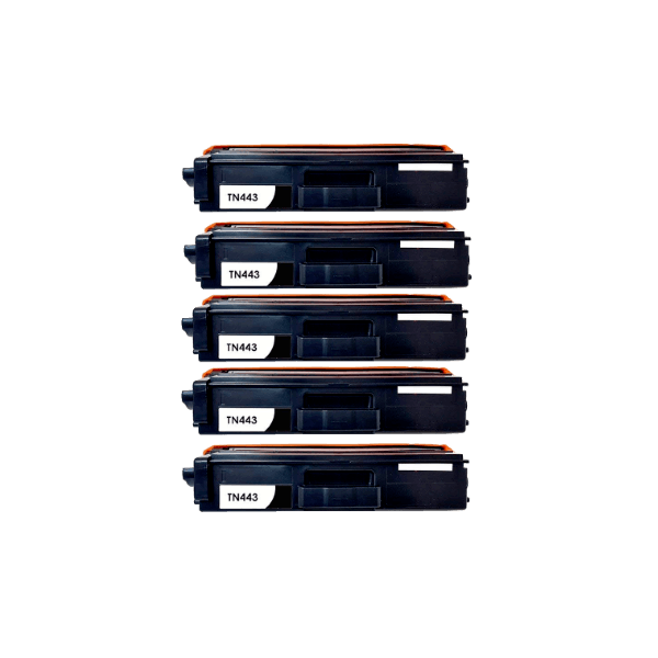 Compatible Brother TN-443BK Black Toner High Yield 5 PACK