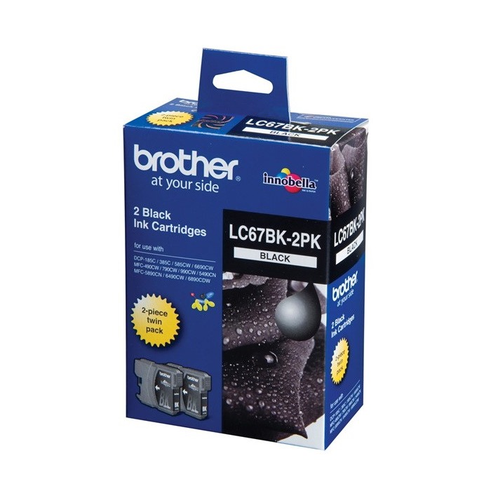 Genuine Brother LC67 Black Ink Cartridge TWIN PACK