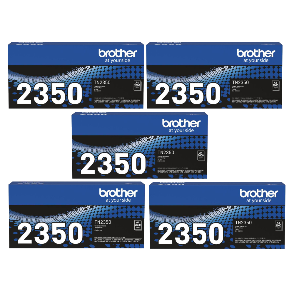 Genuine Brother TN-2350 Toner Cartridge High Yield 5 PACK