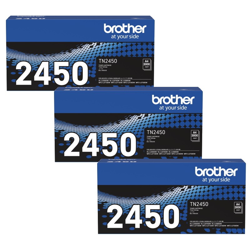 Genuine Brother TN-2450 Toner Cartridge High Yield 3 Pack