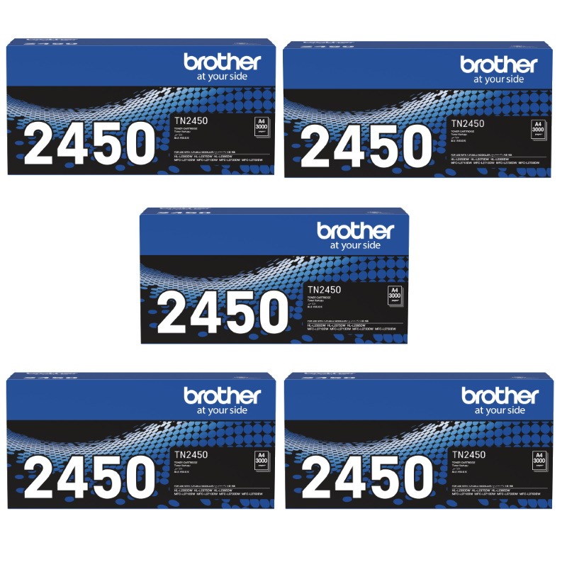 Genuine Brother TN-2450 Toner High Yield 5 Pack