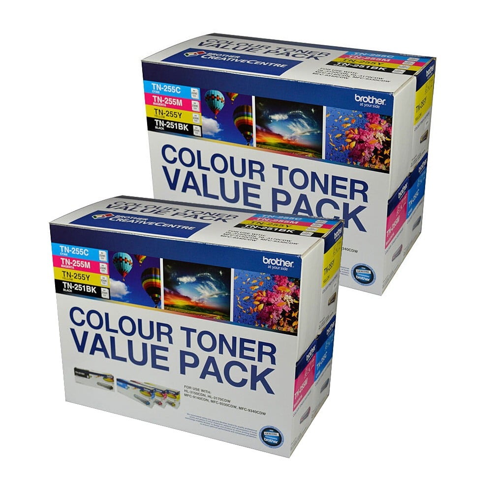 Genuine Brother TN-251 TN-255 Toner Double Value Pack High Yield