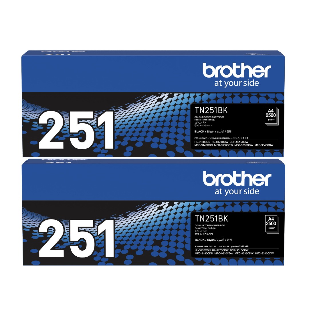 Genuine Brother TN-251BK Black Toner 2 PACK