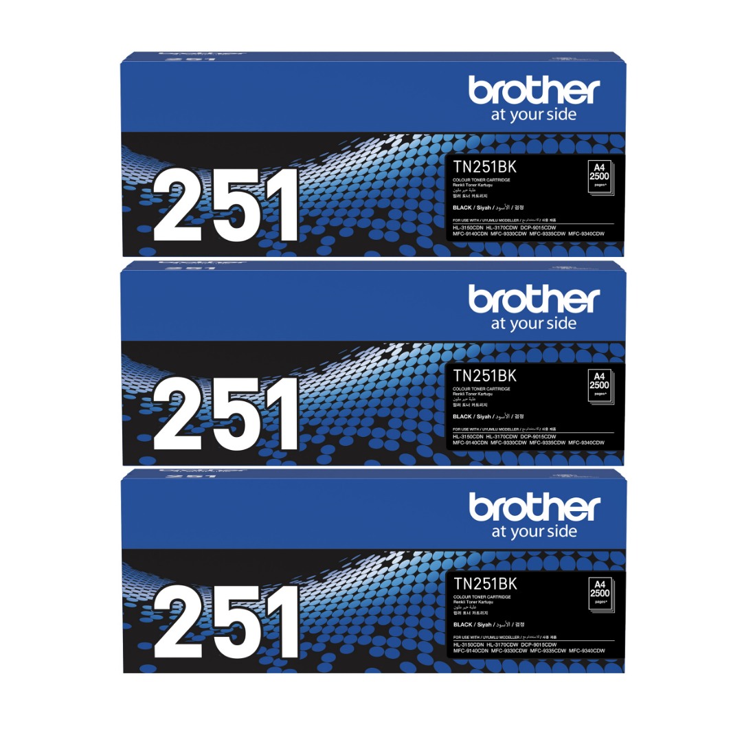 Genuine Brother TN-251BK Black Toner 3 PACK