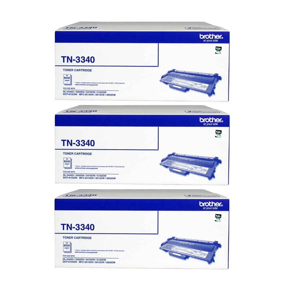 Genuine Brother TN-3340 Toner High Yield 3 PACK