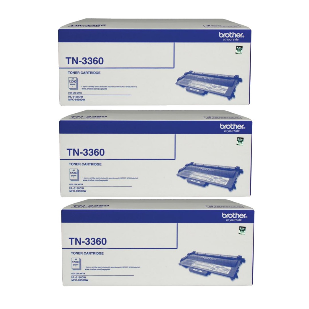 Genuine Brother TN-3360 Toner Extra High Yield 3 PACK