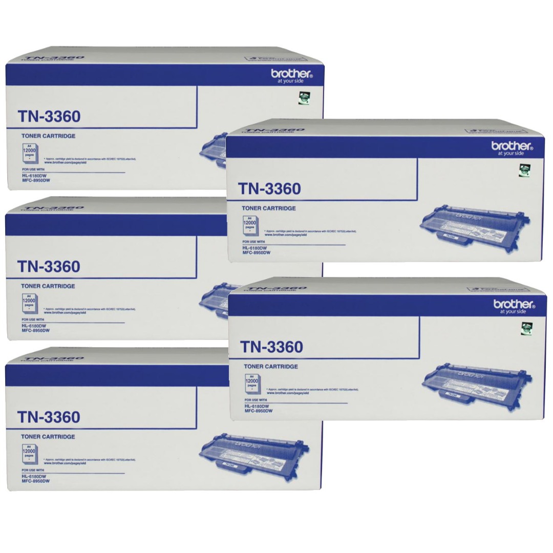 Genuine Brother TN-3360 Toner Extra High Yield 5 PACK