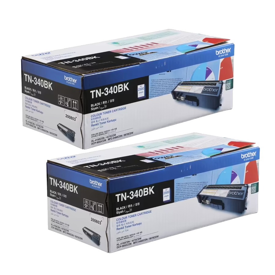 Genuine Brother TN-340BK Black Toner 2 PACK