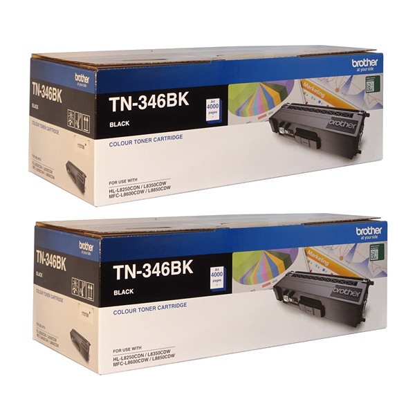 Genuine Brother TN-346BK Black Toner High Yield 2 PACK