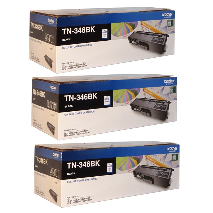 Genuine Brother TN-346BK Black Toner High Yield 3 PACK