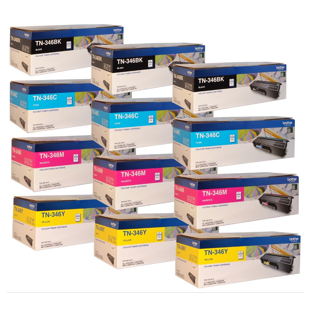 Genuine Brother TN-346 Toner Triple Value Pack High Yield