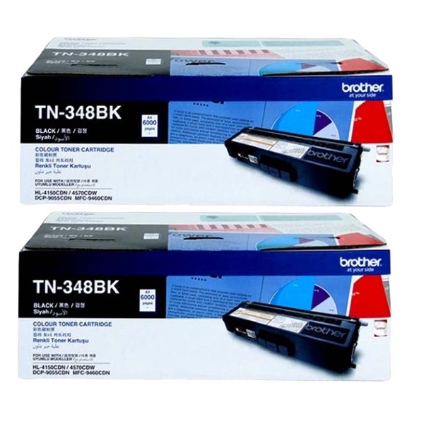 Genuine Brother TN-348BK Black Toner 2 PACK