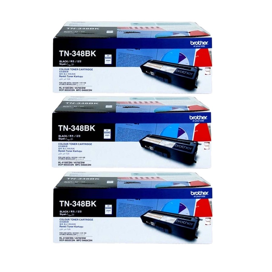 Genuine Brother TN-348BK Black Toner 3 PACK