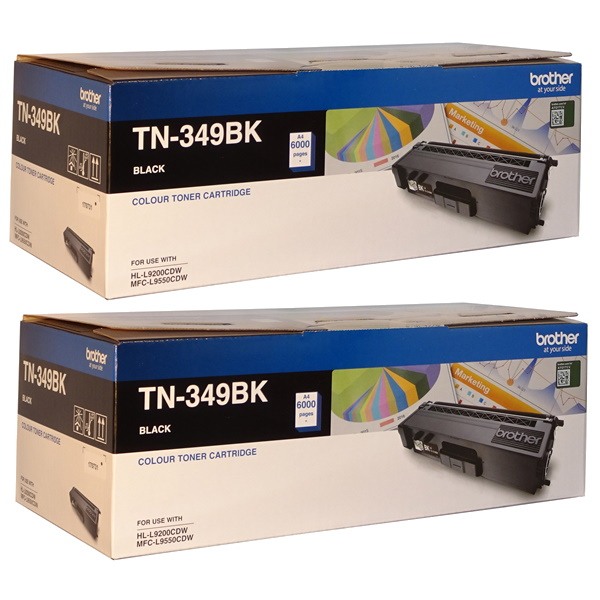 Genuine Brother TN-349BK Black Toner 2 PACK