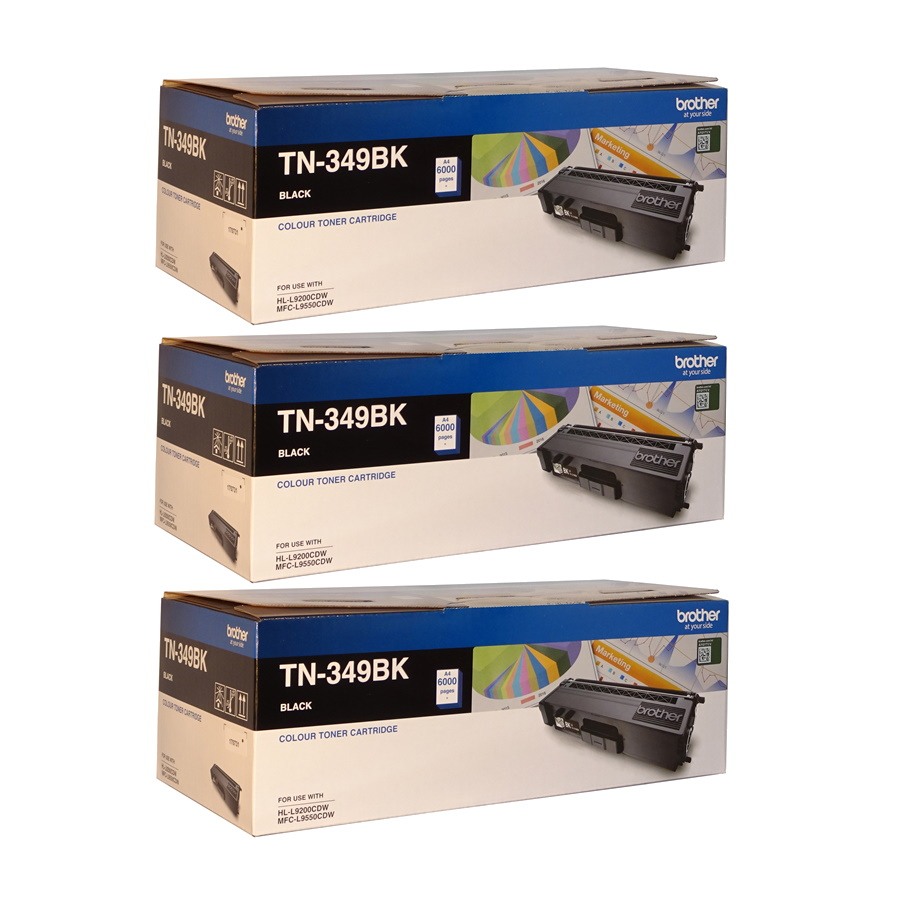 Genuine Brother TN-349BK Black Toner 3 PACK