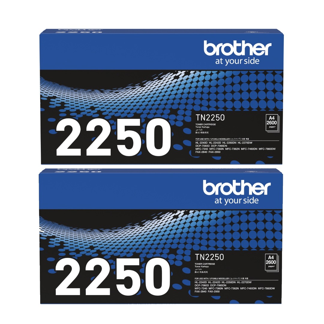 Genuine Brother TN-2250 Toner 2 PACK