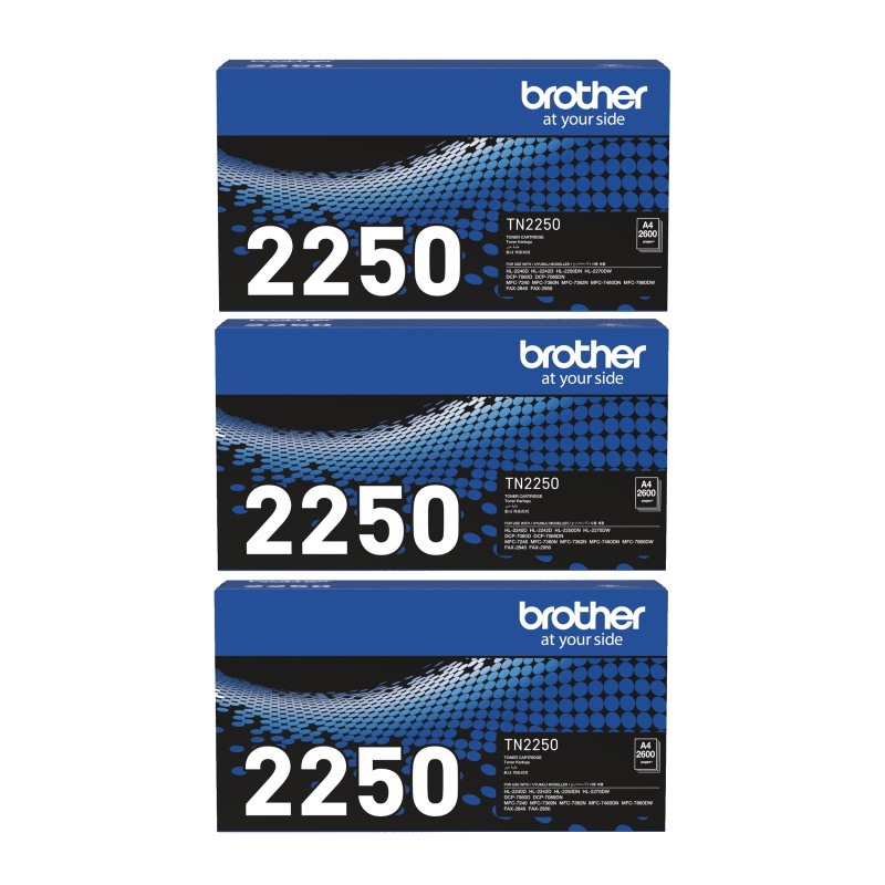 Genuine Brother TN-2250 Toner 3 PACK