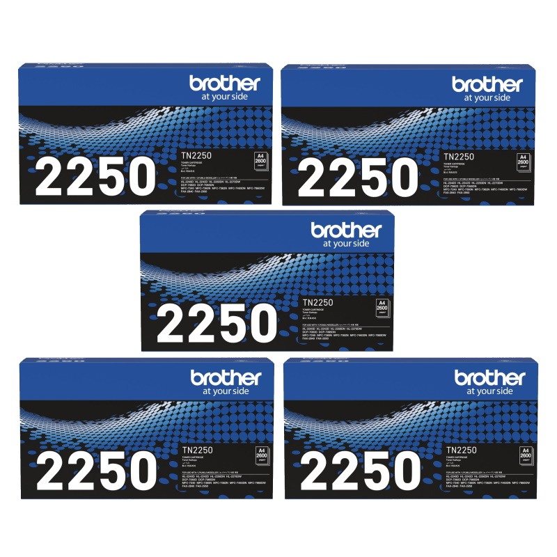 Genuine Brother TN-2250 Toner 5 PACK