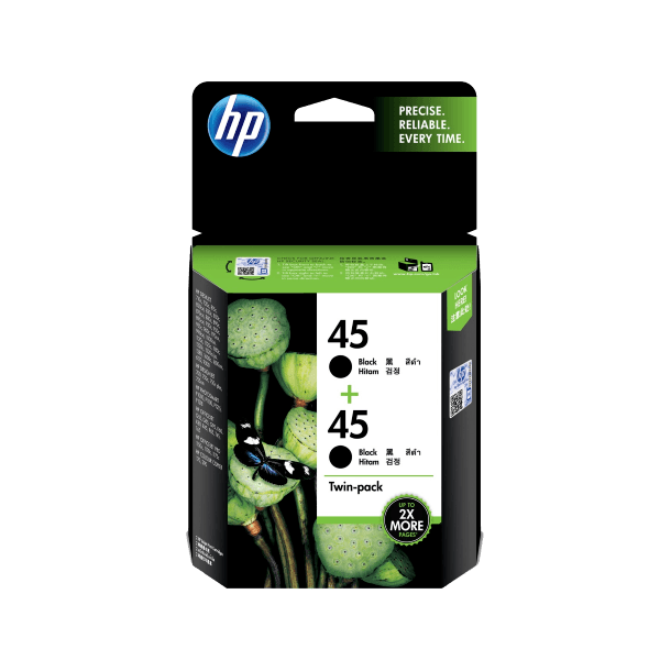 Genuine HP 45 Black Ink Cartridge TWIN PACK CC625AA