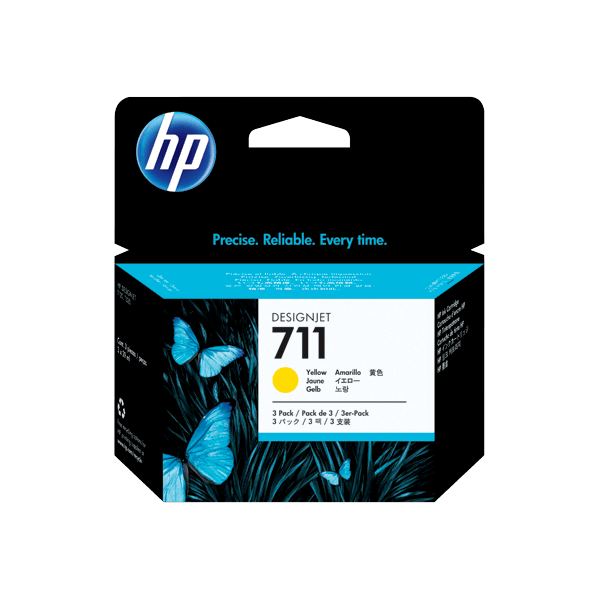 Genuine HP 711 CZ136A Yellow Ink Cartridge 3 Pack