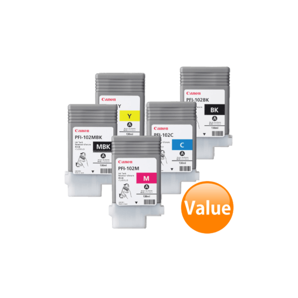 Genuine Canon PFI-102 Ink Cartridge Value Pack