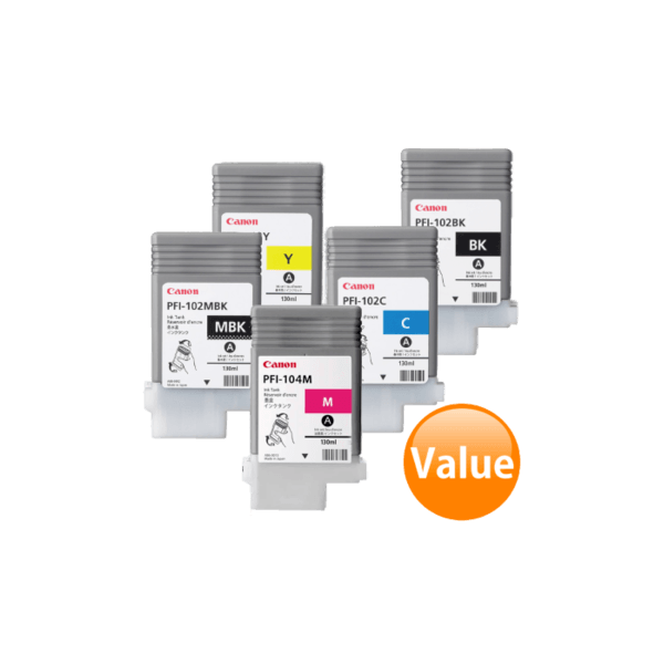 Genuine Canon PFI-102 PFI-104 Ink Cartridge Value Pack