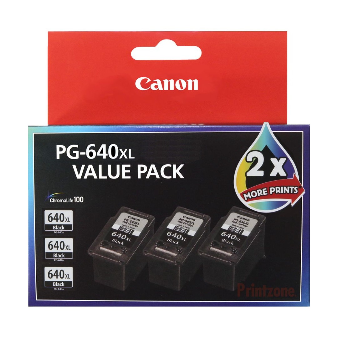 Genuine Canon PG-640XL Black Ink Cartridge Triple Pack