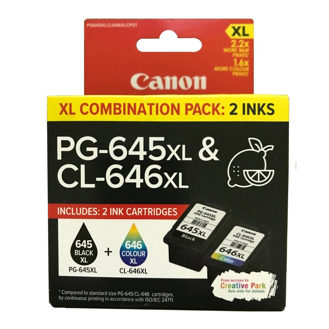 Genuine Canon PG-645XL CL-646XL Black &amp; Colour Ink Value Pack