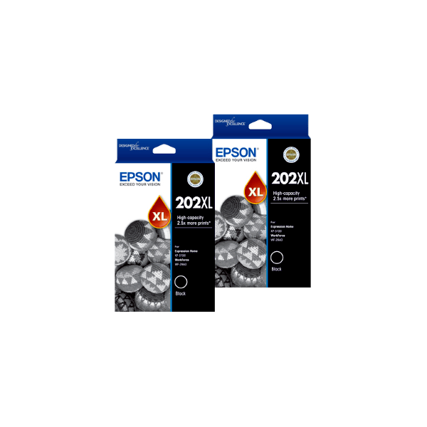 Genuine Epson 202XL Black Ink High Yield 2 PACK