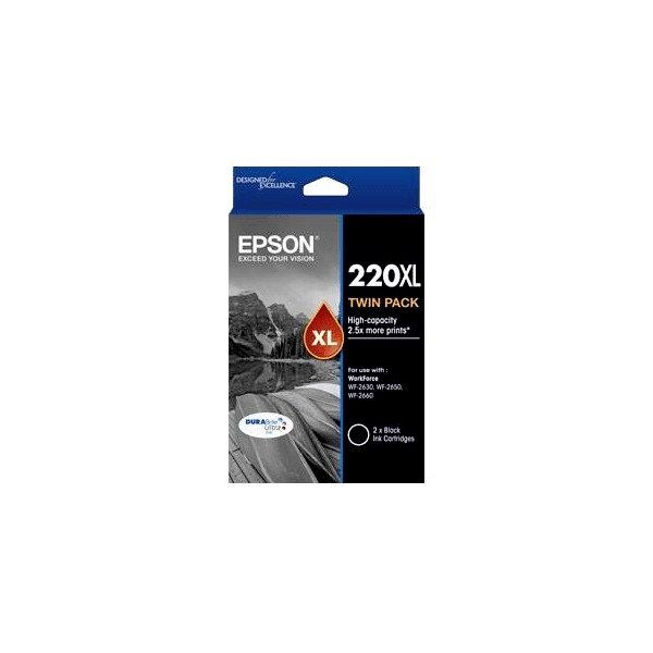 Genuine Epson 220XL Black Ink TWIN PACK