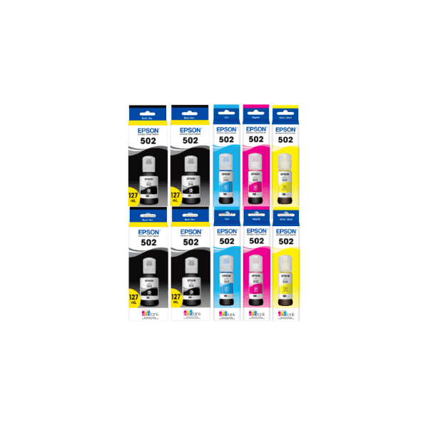 Genuine Epson T502 EcoTank Ink Bottle Double Value Pack PLUS 2 EXTRA BLACK