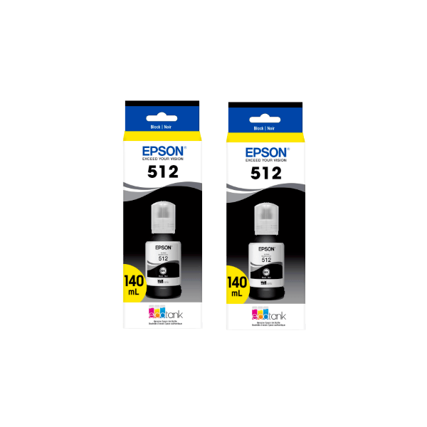 Genuine Epson T512 EcoTank Black Ink Bottle 2 PACK