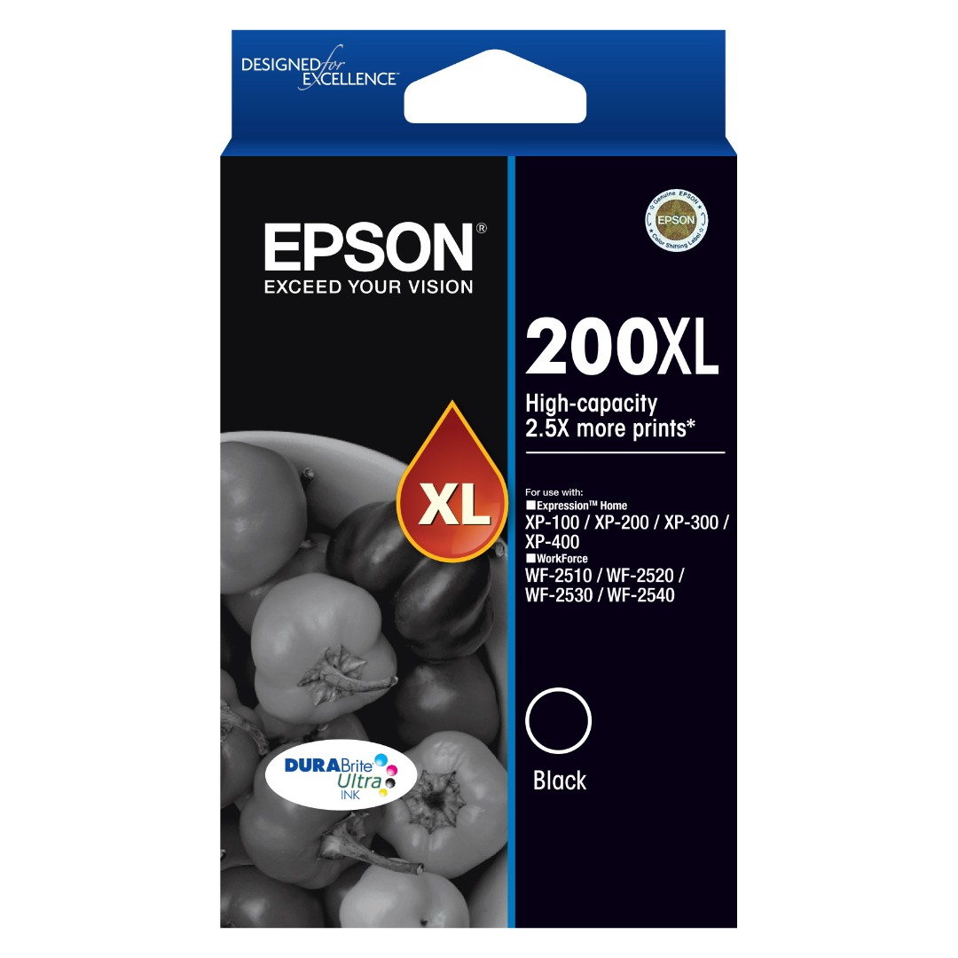 Genuine Epson 200XL Black Ink Cartridge High Yield