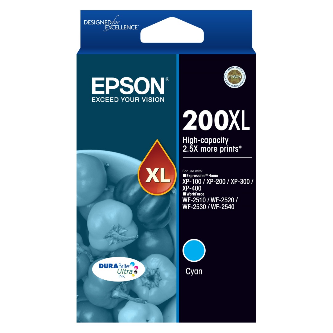 Genuine Epson 200XL Cyan Ink Cartridge High Yield