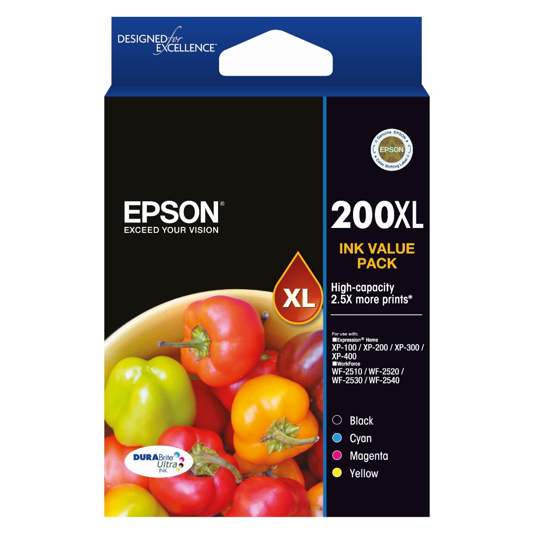 Genuine Epson 200XL Ink Cartridge Value Pack High Yield