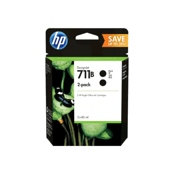 Genuine HP 711B 3WX02A Black Ink TWIN PACK High Yield