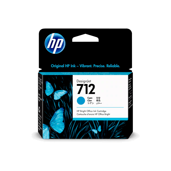 Genuine HP 712 Cyan Ink 3ED67A