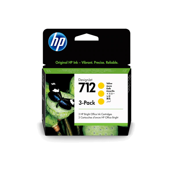 Genuine HP 712 Yellow Ink TRIPLE PACK 3ED79A