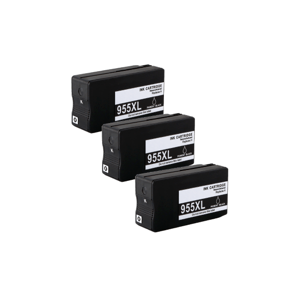 Compatible HP 955XL Black Ink High Yield L0S72AA 3 PACK