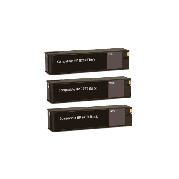 Compatible HP 975a High Yield Black Ink L0R97AA 3 PACK