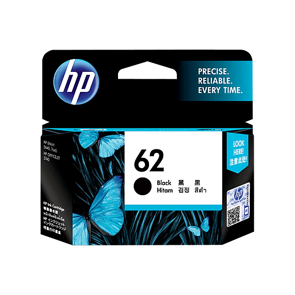 Genuine HP 62 Black Ink Cartridge C2P04AA