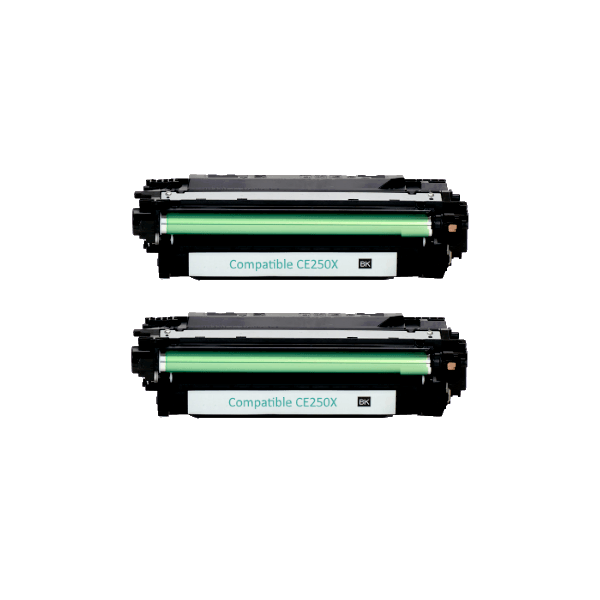 Compatible HP 504X Black Toner Cartridge High Yield CE250X 2 PACK