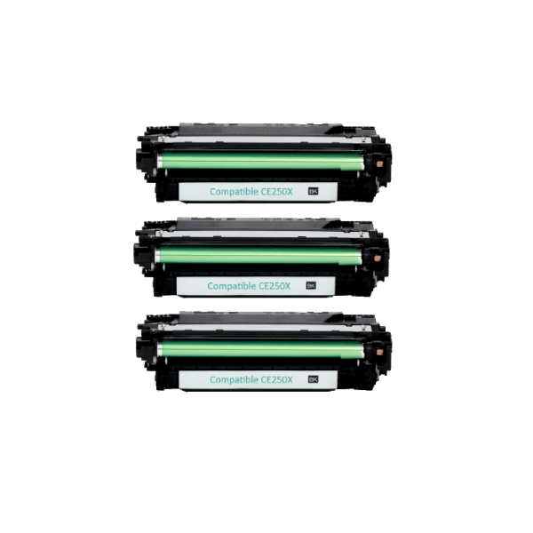 Compatible HP 504X Black Toner Cartridge High Yield CE250X 3 PACK